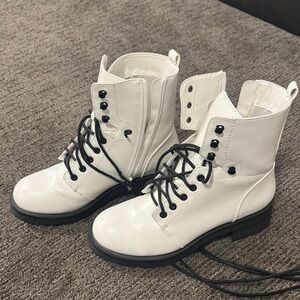 Stylish White MIA Lace-Up Ankle Boots